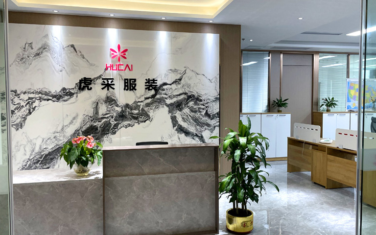 ทางเข้าโรงงานจีน Hucai Garment เมืองตงกวน มณฑลกวางตุ้ง