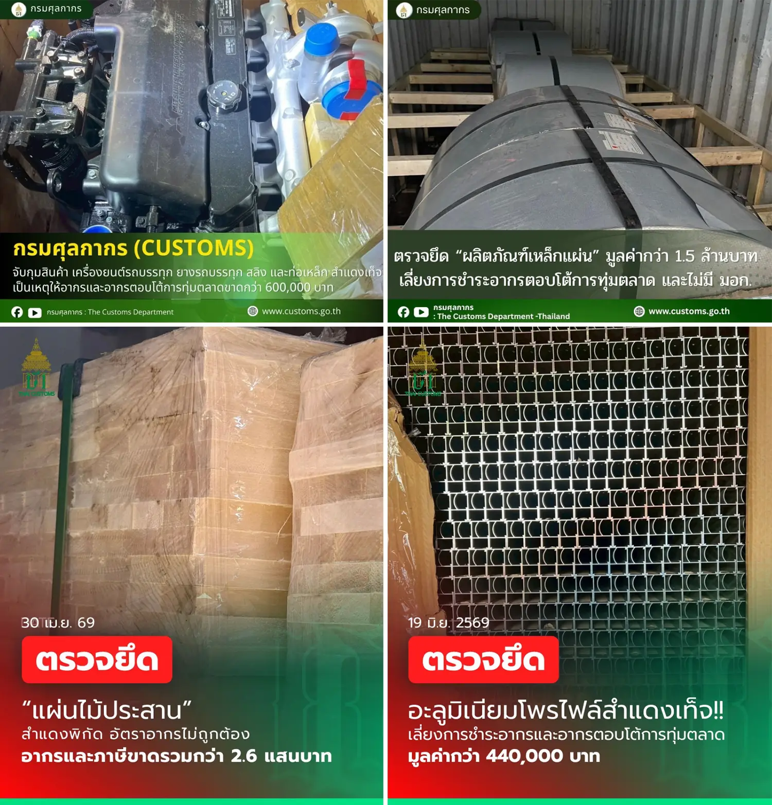 กรมศุลกากรตรวจสินค้านำเข้าที่สำแดงข้อมูลไม่ตรงและไม่มีใบอนุญาต