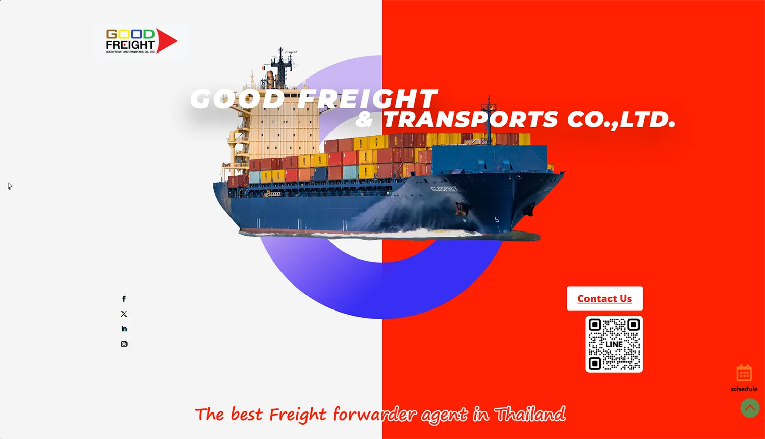 หน้าเว็บไซต์ Good Freight and Transports ผู้ให้บริการขนส่งสินค้าระหว่างประเทศ