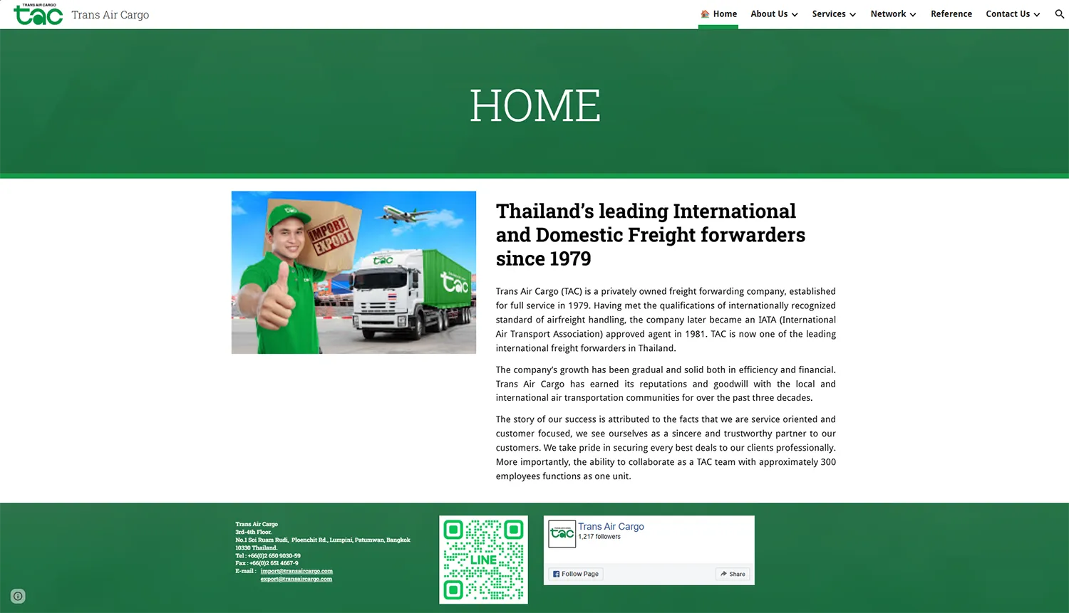 หน้าเว็บไซต์ Trans Air Cargo ผู้ให้บริการขนส่งทางอากาศและระหว่างประเทศ